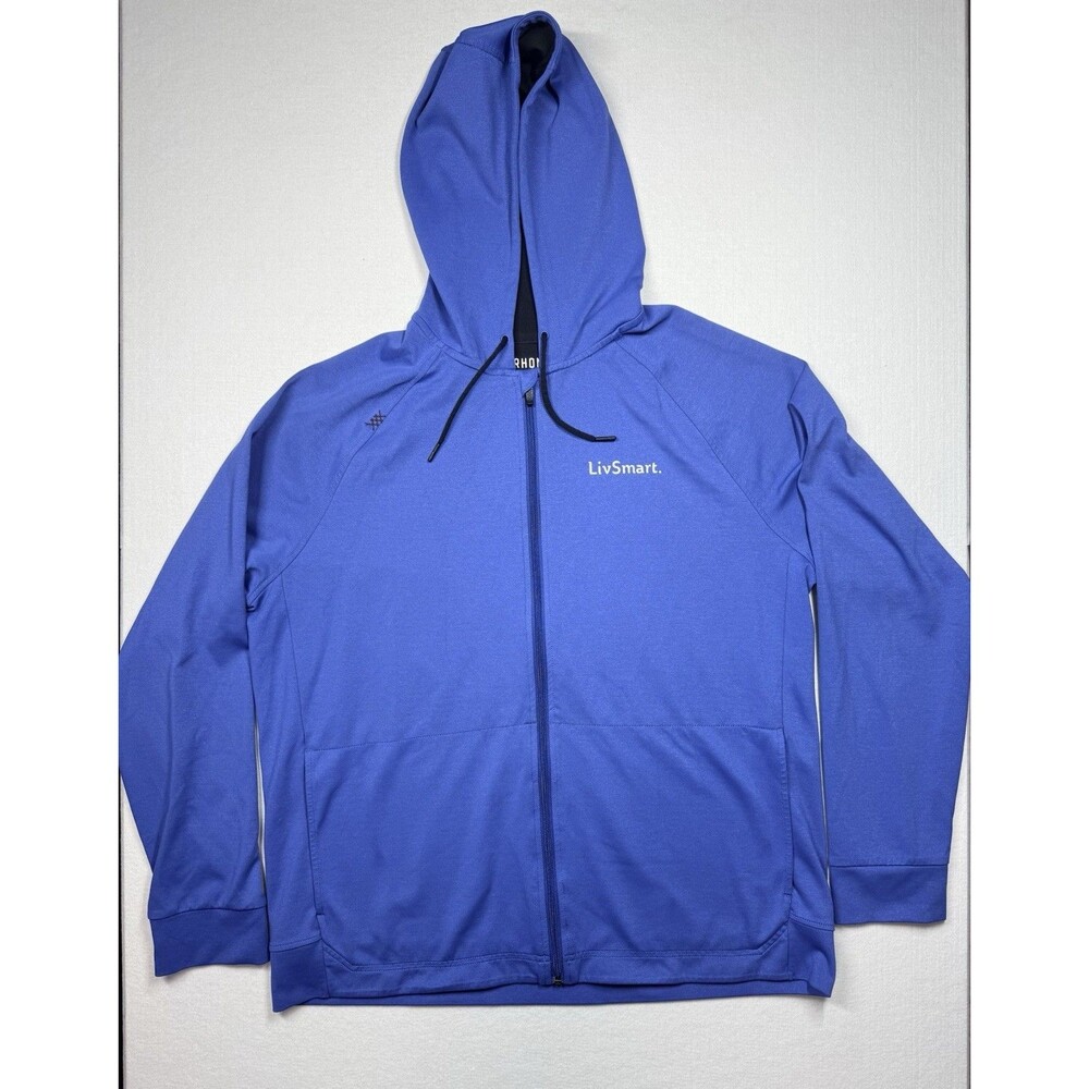 Rhone Men’s Blue Full Zip Hoodie XL LivSmart Logo Performance Jacket